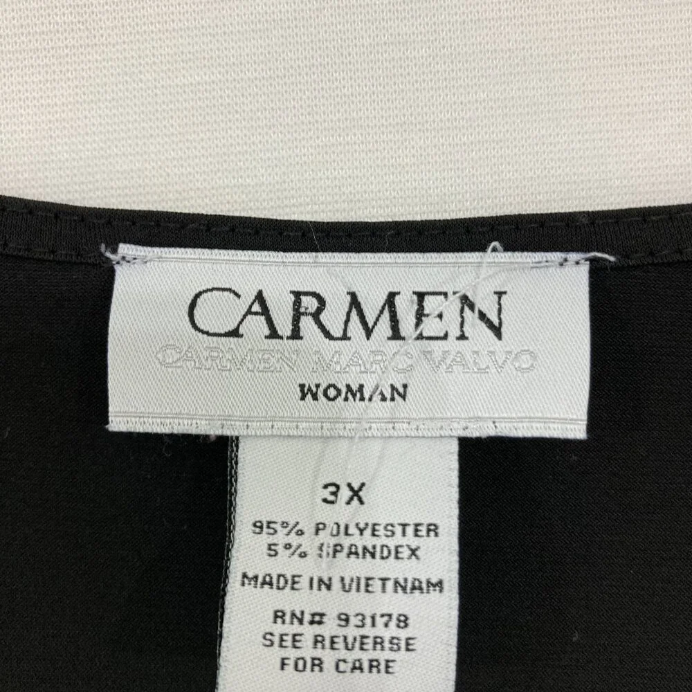 Carmen Marc Valvo size 3X Black‎ Golden Studded V Neck Stretch Knit Blouse - Picture 2 of 8
